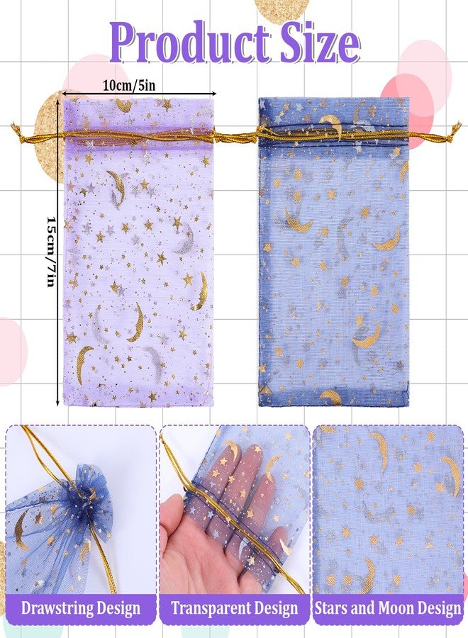 SHENLIU 500 Pcs 5x7inches Moon Organza Mesh Jewelry Bags bulk with Drawstring, Multi Colored Small Gift Bags Jewelry Pouch for Birthday Wedding Baby Shower Festival Party Favor - Image 2